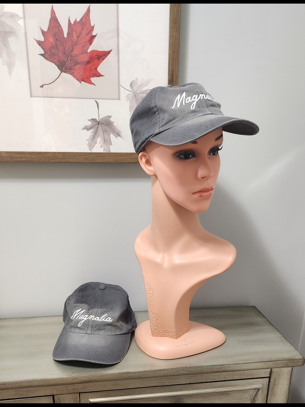 Magnolia Gray Embroidered Baseball Cap - Women's Hat X2